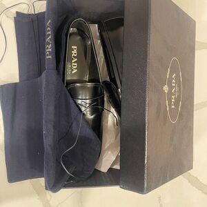 Brand new, never worn sleek Black Prada Cazature Uomo Loafers. Size 10.5.